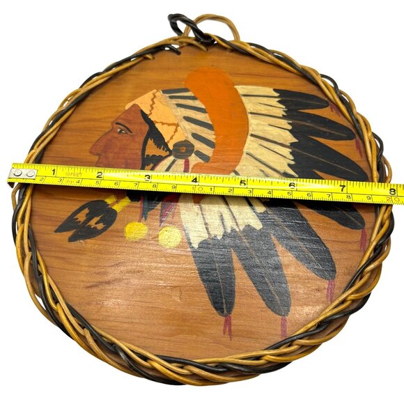 VTG Wall Art Native American Profile Headdress Bow Dwight Indian School Signed - Picture 9 of 10